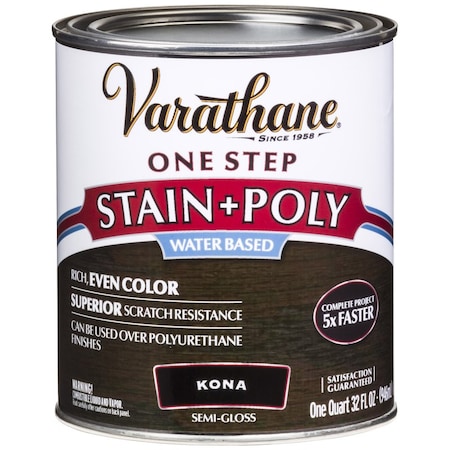Varathane Varathane Semi-Gloss Kona Water-Based Acrylic Modified Urethane One-Step Stain/Poly 1 qt 333655